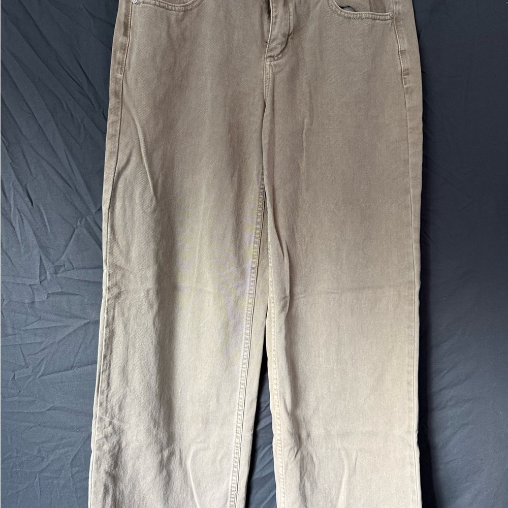 Beige/Brown wide leg low-rise Jeans